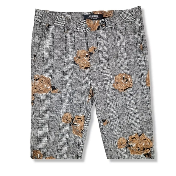 Mos Mosh Ivana shannon Checkered Pants Crop Dress Trousers Floral Appliqué 27 - Picture 6 of 12
